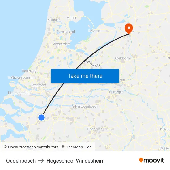 Oudenbosch to Hogeschool Windesheim map