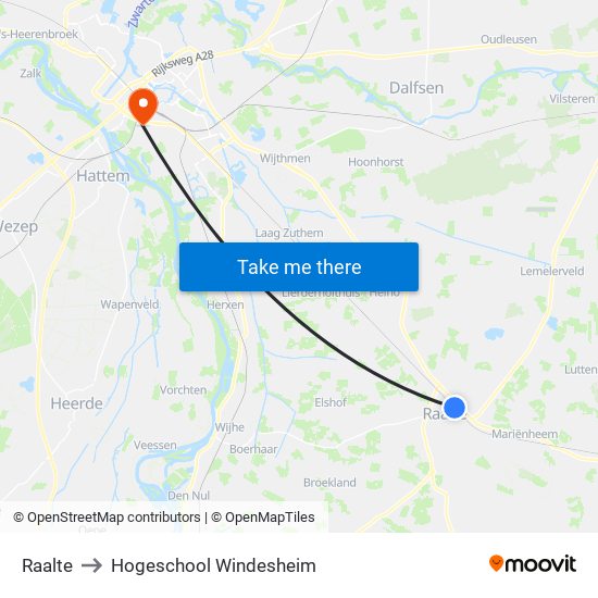 Raalte to Hogeschool Windesheim map