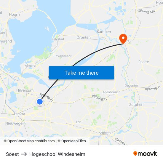 Soest to Hogeschool Windesheim map