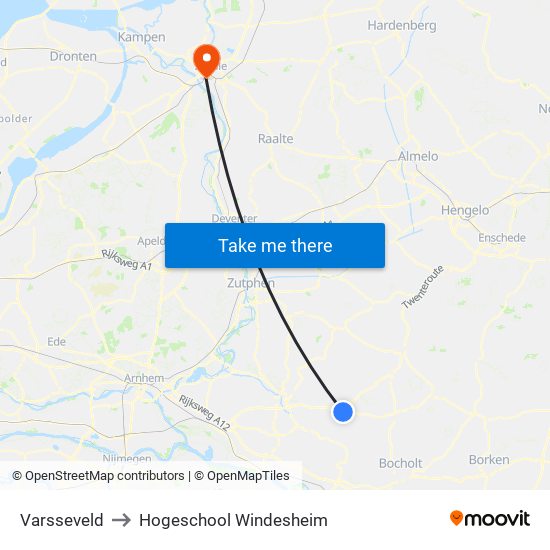 Varsseveld to Hogeschool Windesheim map