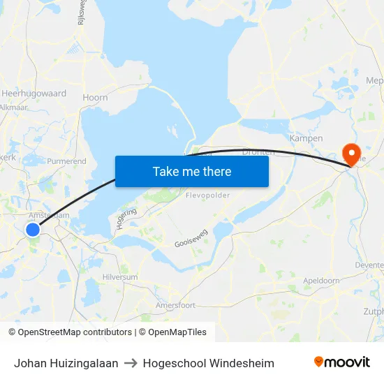 Johan Huizingalaan to Hogeschool Windesheim map