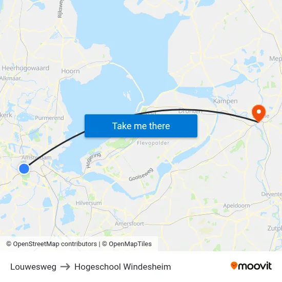 Louwesweg to Hogeschool Windesheim map