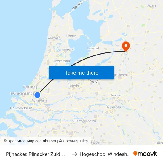 Pijnacker, Pijnacker Zuid Metro to Hogeschool Windesheim map