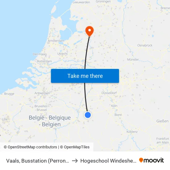 Vaals, Busstation (Perron A) to Hogeschool Windesheim map