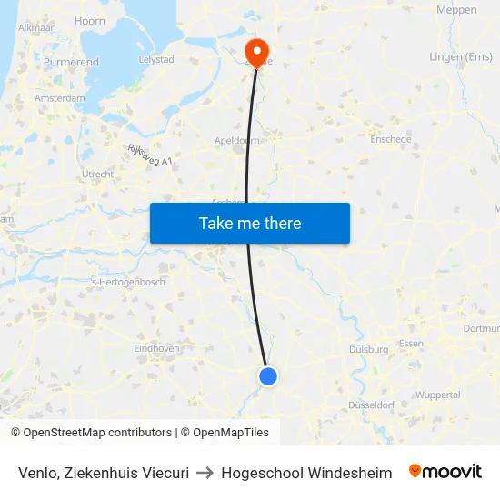 Venlo, Ziekenhuis Viecuri to Hogeschool Windesheim map