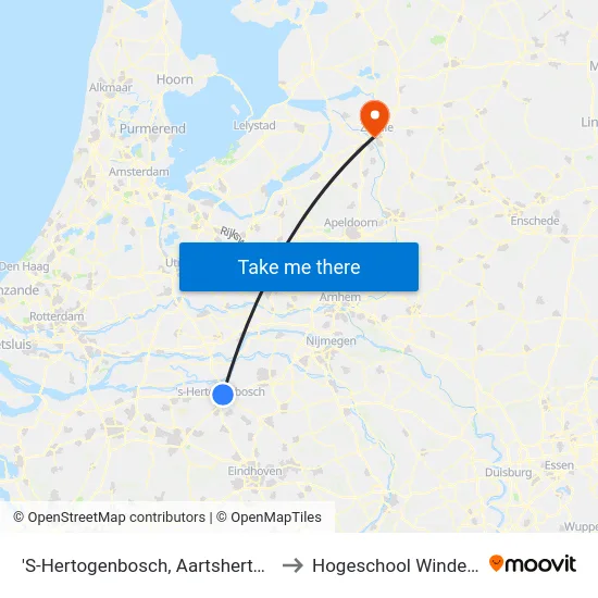 'S-Hertogenbosch, Aartshertogenlaan to Hogeschool Windesheim map