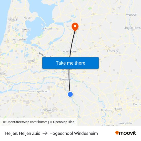 Heijen, Heijen Zuid to Hogeschool Windesheim map