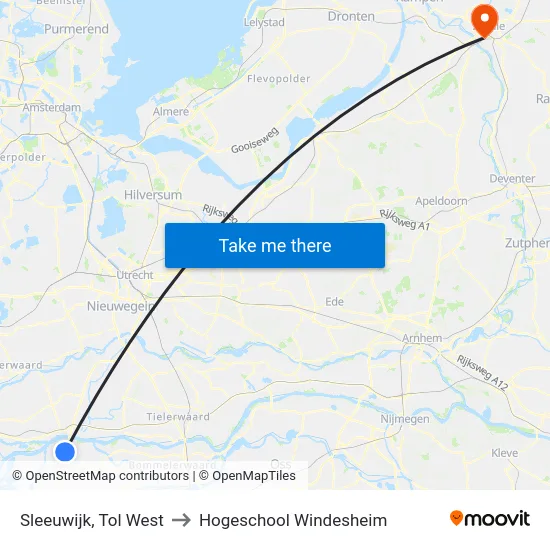 Sleeuwijk, Tol West to Hogeschool Windesheim map