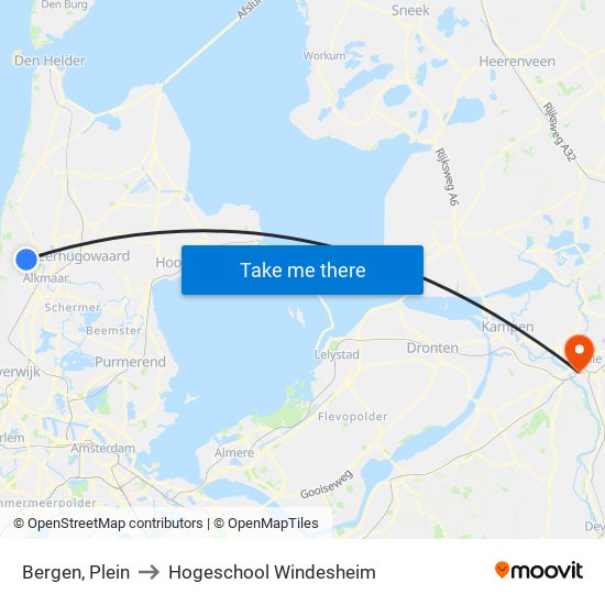 Bergen, Plein to Hogeschool Windesheim map