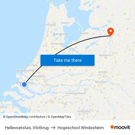 Hellevoetsluis, Vlotbrug to Hogeschool Windesheim map