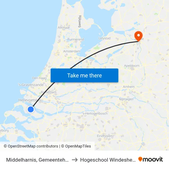 Middelharnis, Gemeentehuis to Hogeschool Windesheim map