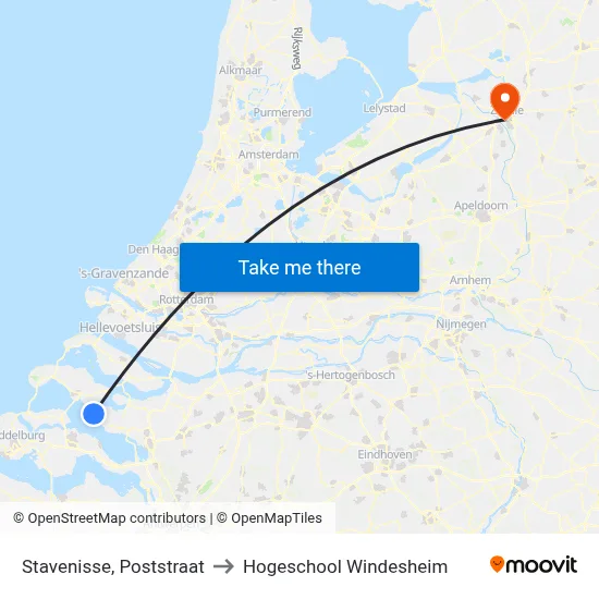Stavenisse, Poststraat to Hogeschool Windesheim map