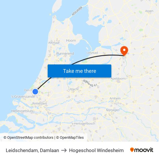 Leidschendam, Damlaan to Hogeschool Windesheim map