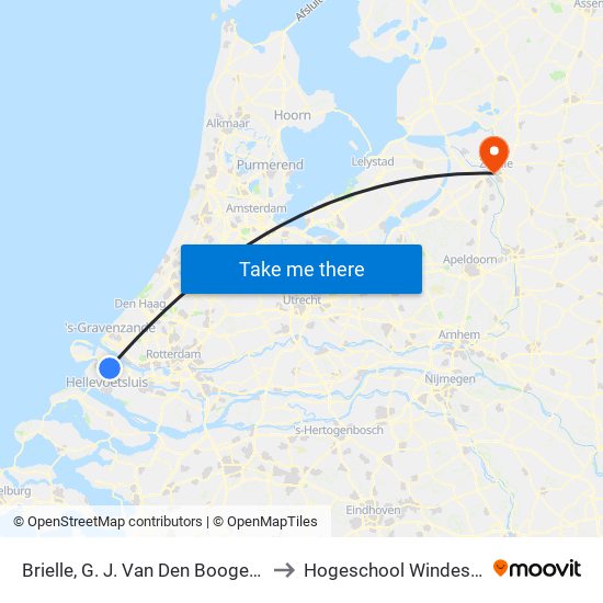 Brielle, G. J. Van Den Boogerdweg to Hogeschool Windesheim map