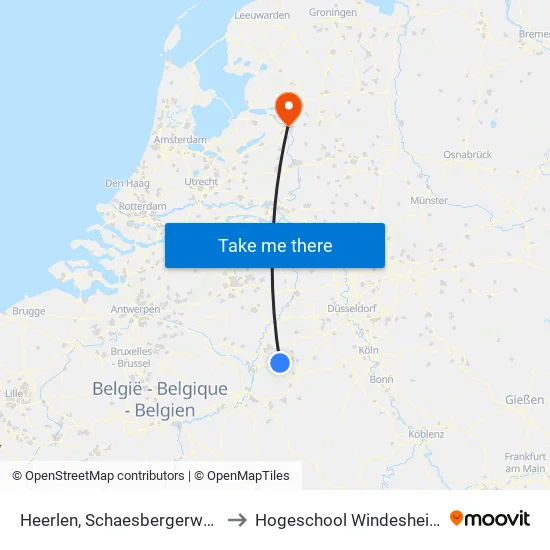 Heerlen, Schaesbergerweg to Hogeschool Windesheim map
