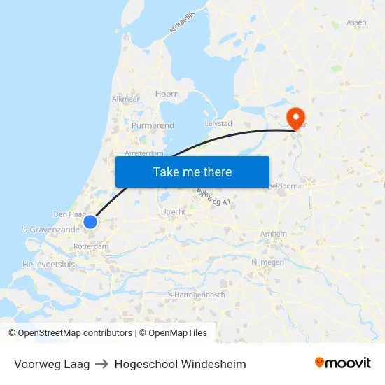 Voorweg Laag to Hogeschool Windesheim map
