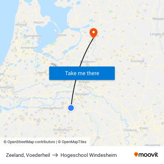 Zeeland, Voederheil to Hogeschool Windesheim map