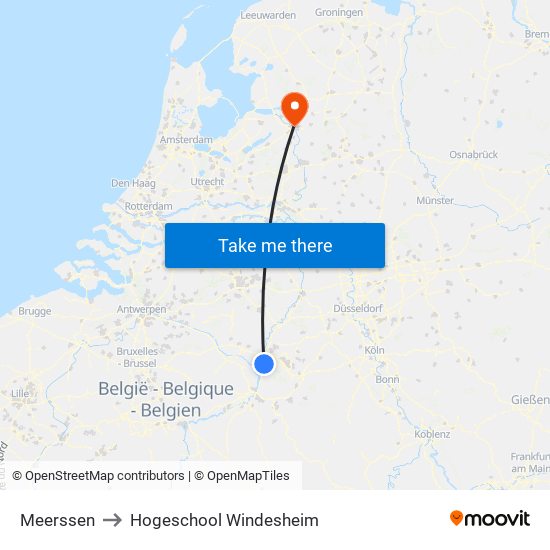 Meerssen to Hogeschool Windesheim map