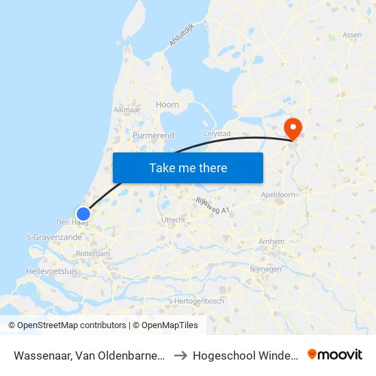 Wassenaar, Van Oldenbarneveltweg to Hogeschool Windesheim map