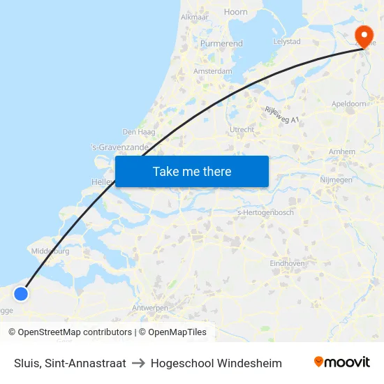 Sluis, Sint-Annastraat to Hogeschool Windesheim map