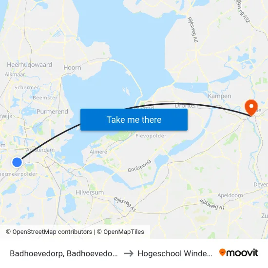 Badhoevedorp, Badhoevedorp West to Hogeschool Windesheim map