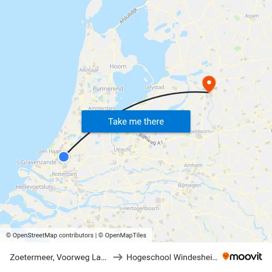 Zoetermeer, Voorweg Laag to Hogeschool Windesheim map