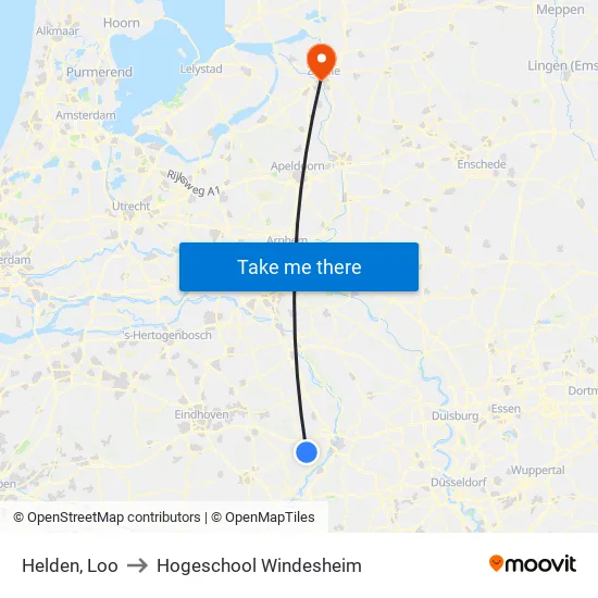 Helden, Loo to Hogeschool Windesheim map