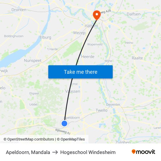 Apeldoorn, Mandala to Hogeschool Windesheim map