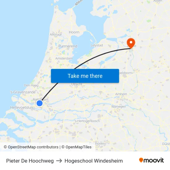 Pieter De Hoochweg to Hogeschool Windesheim map