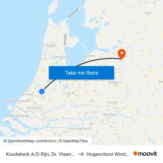 Koudekerk A/D Rijn, Dr. Vlaanderenlaan to Hogeschool Windesheim map
