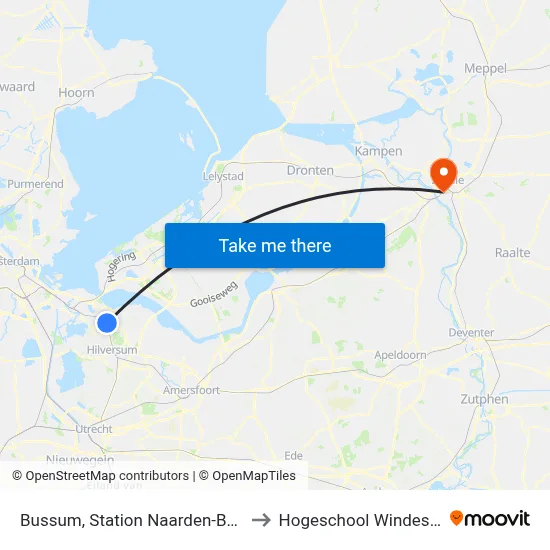 Bussum, Station Naarden-Bussum to Hogeschool Windesheim map