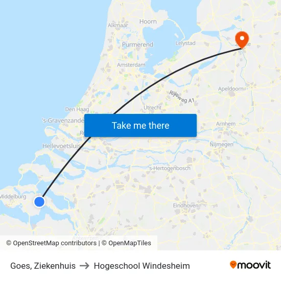 Goes, Ziekenhuis to Hogeschool Windesheim map
