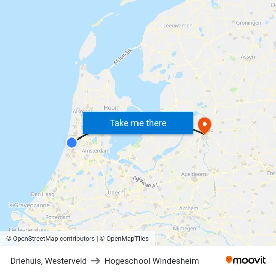 Driehuis, Westerveld to Hogeschool Windesheim map