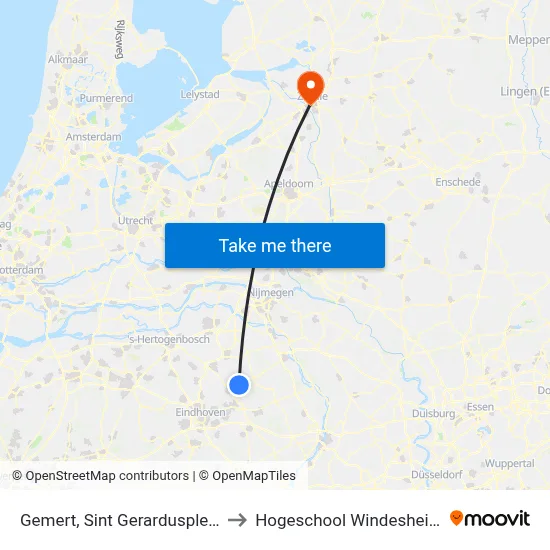 Gemert, Sint Gerardusplein to Hogeschool Windesheim map