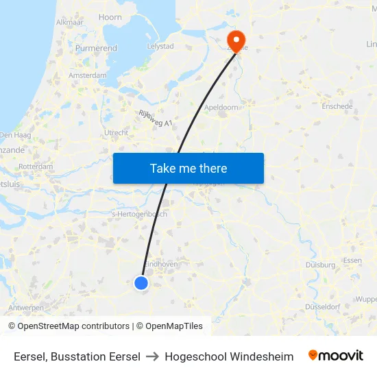Eersel, Busstation Eersel to Hogeschool Windesheim map