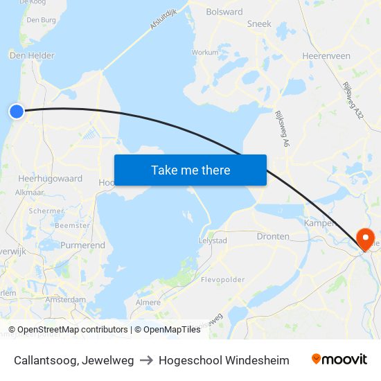 Callantsoog, Jewelweg to Hogeschool Windesheim map