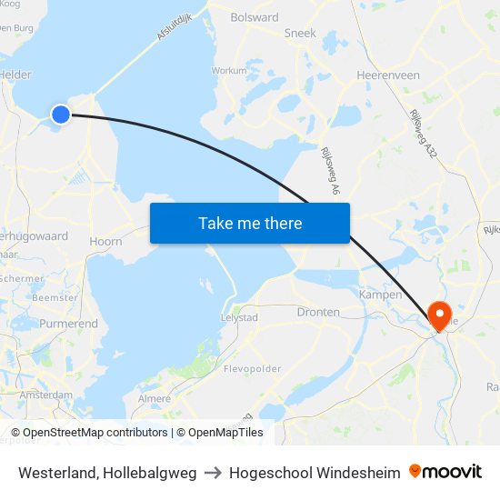 Westerland, Hollebalgweg to Hogeschool Windesheim map