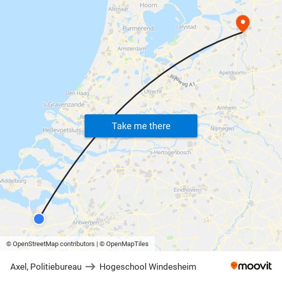 Axel, Politiebureau to Hogeschool Windesheim map