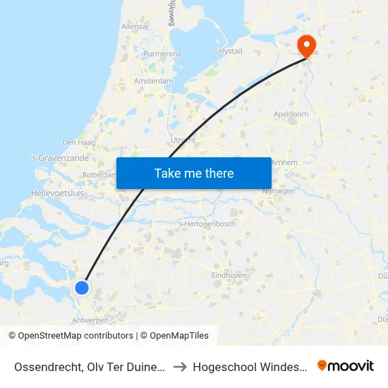 Ossendrecht, Olv Ter Duinenlaan to Hogeschool Windesheim map