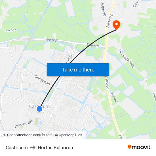 Castricum to Hortus Bulborum map