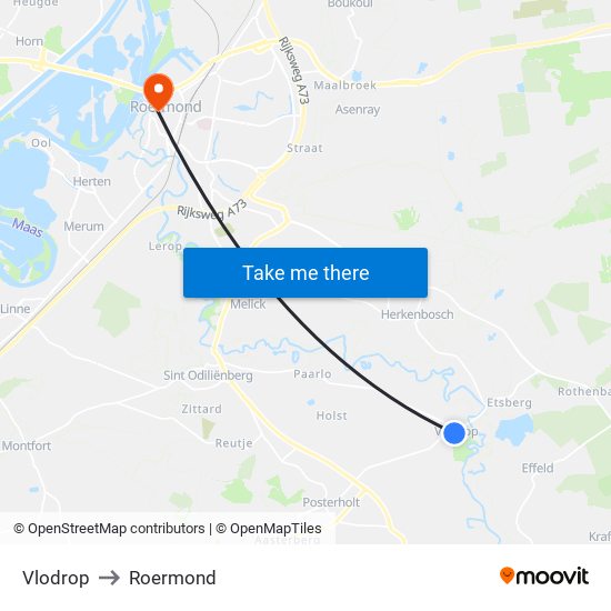 Vlodrop to Roermond map