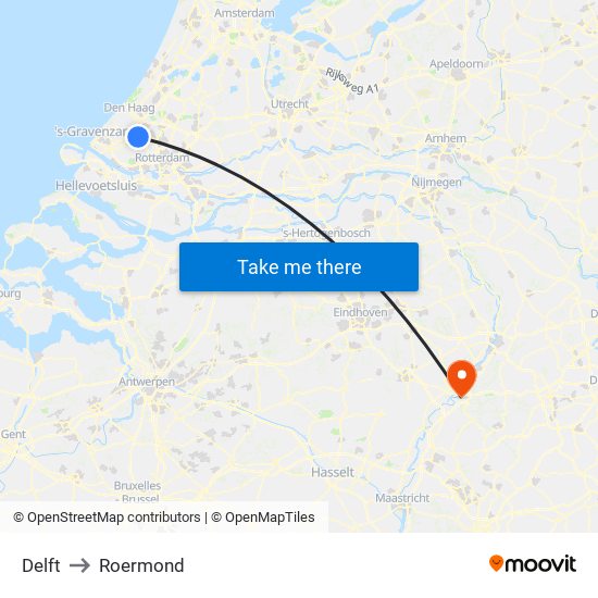 Delft to Roermond map