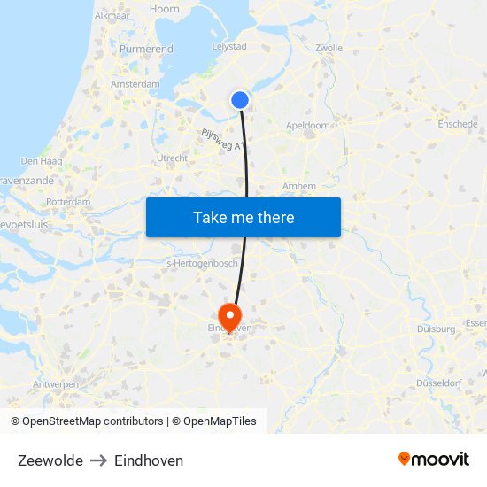 Zeewolde to Eindhoven map