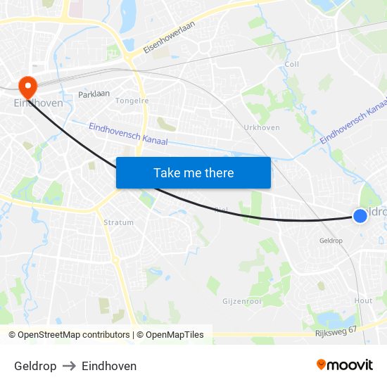 Geldrop to Eindhoven map