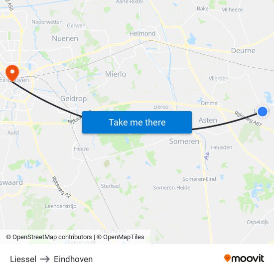 Liessel to Eindhoven map