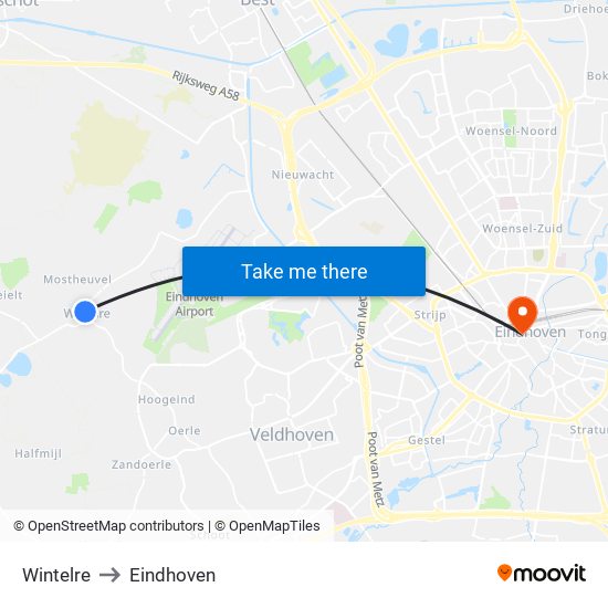 Wintelre to Eindhoven map