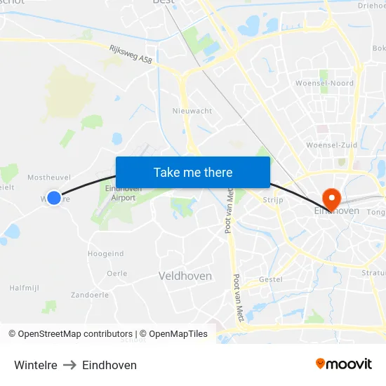 Wintelre to Eindhoven map