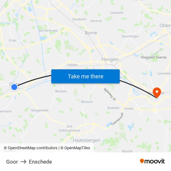 Goor to Enschede map