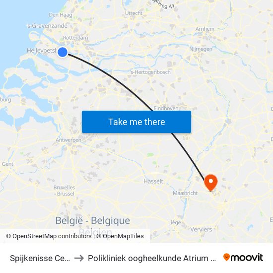 Spijkenisse Centrum to Polikliniek oogheelkunde Atrium MC Heerlen map