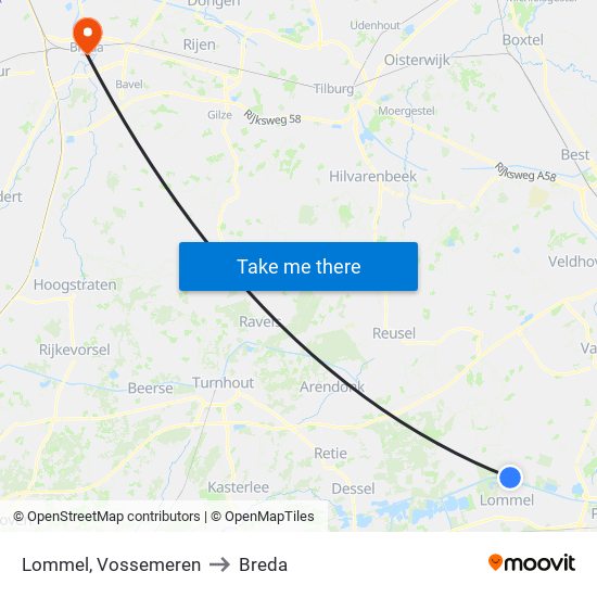 Lommel, Vossemeren to Breda map